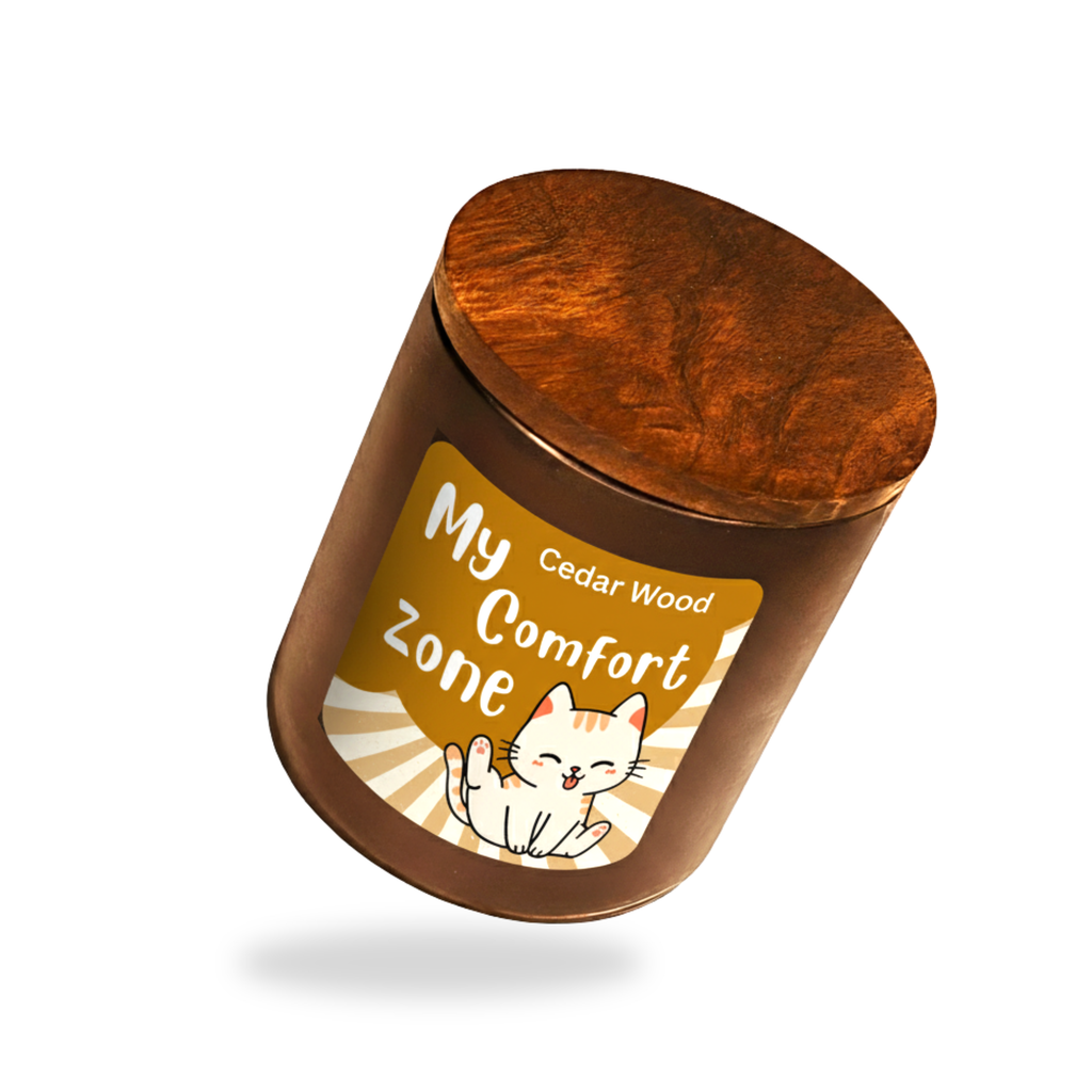 Black Glass Candle with Wooden Lid