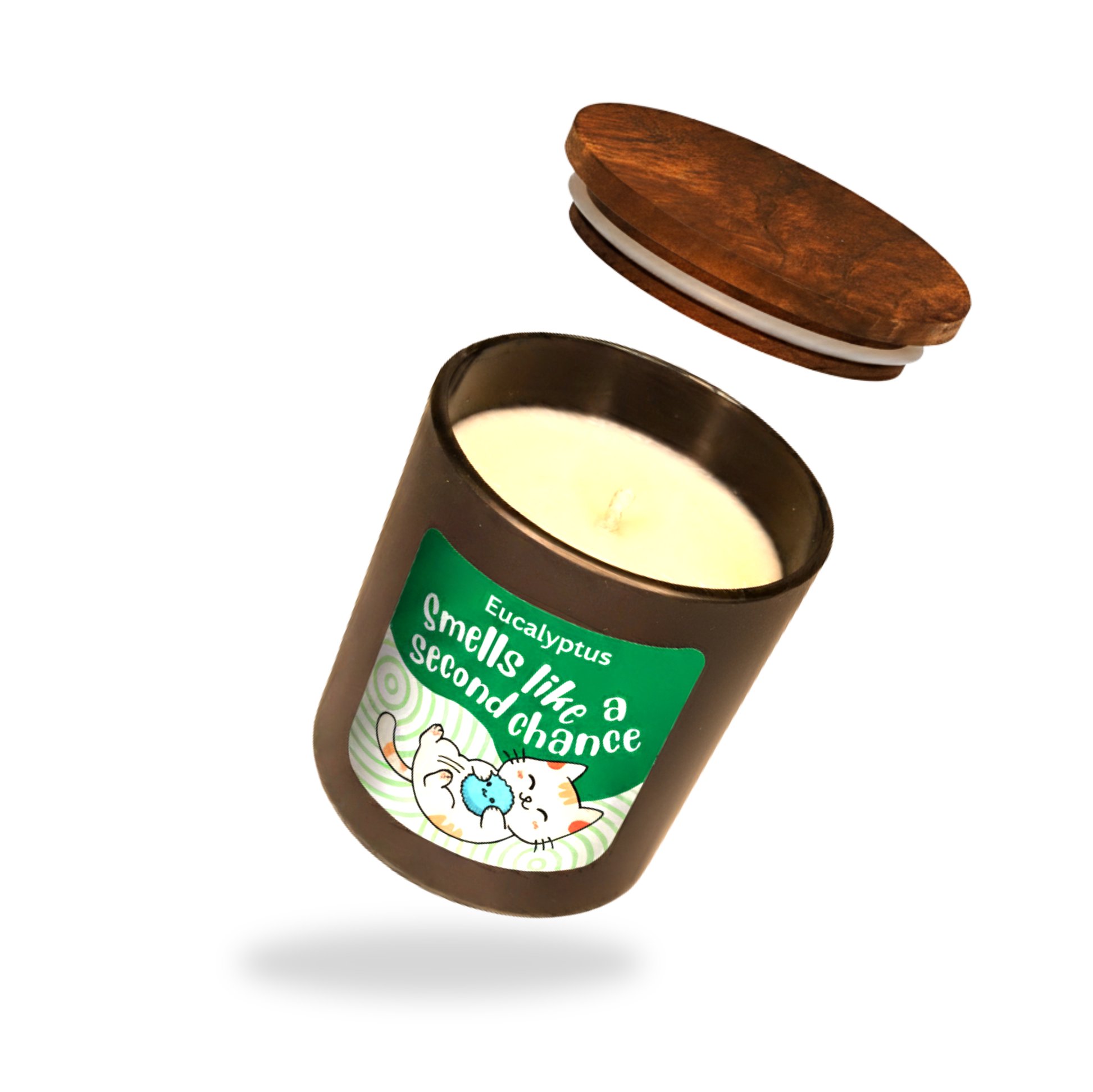 Black Glass Candle with Wooden Lid