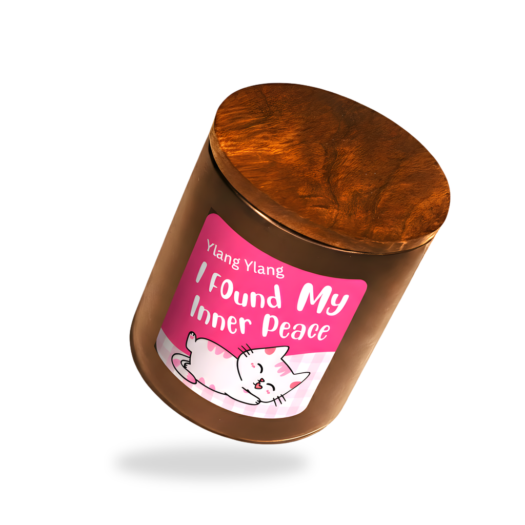 Black Glass Candle with Wooden Lid