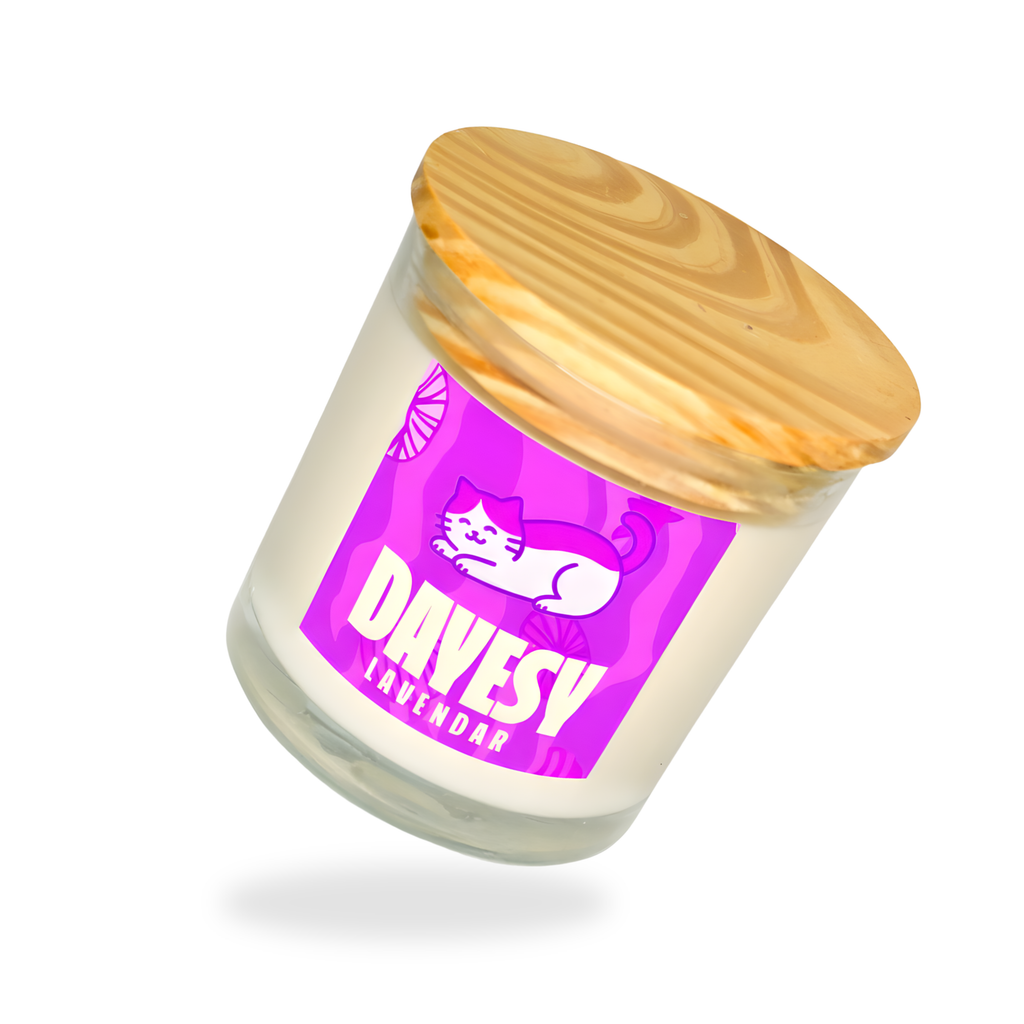 Lavendar Glass Candle with Wooden Lid