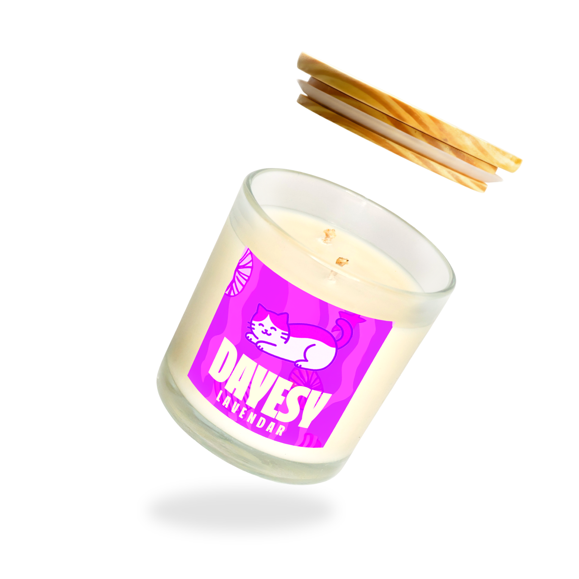 Lavendar Glass Candle with Wooden Lid