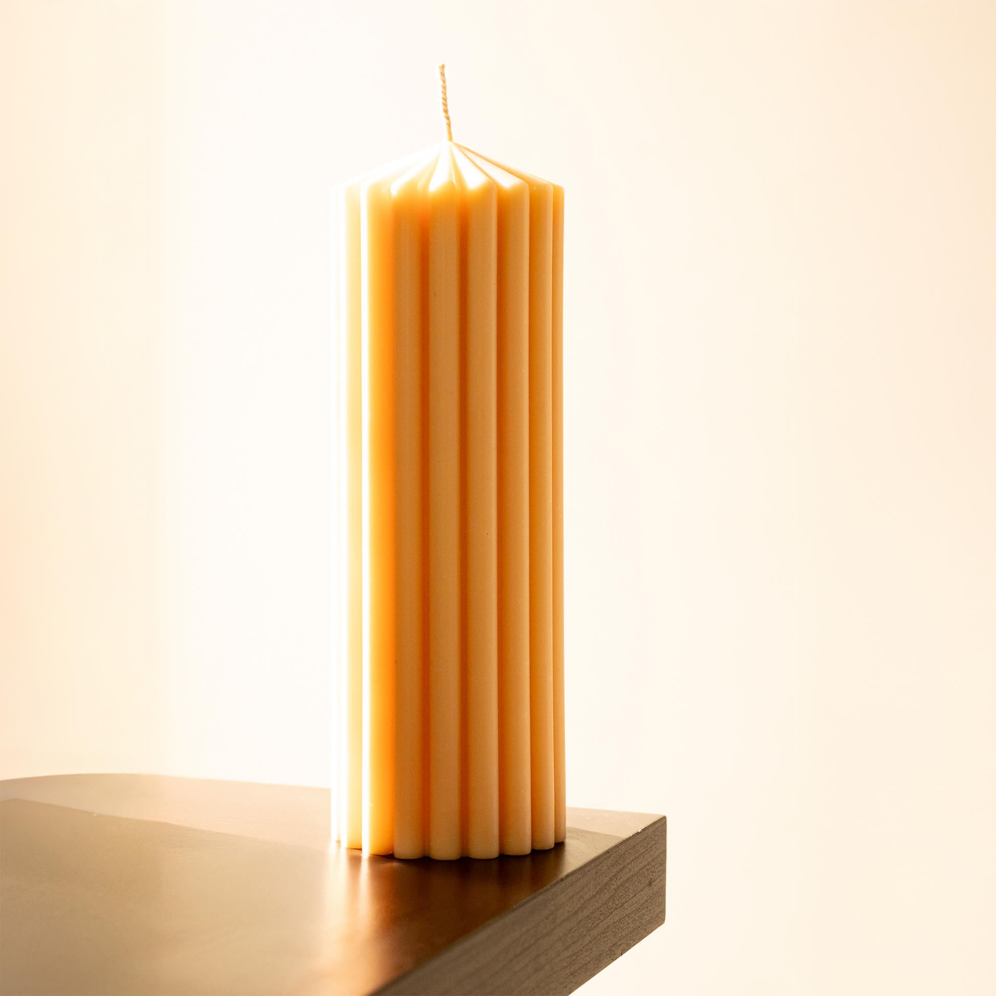 oomph candle, ribbed soy candle, sculptural candles, large decorative candle, designer home candles, aqua wave fragrance, hand-poured soy wax, long burning candles, Dayesy candle, centerpiece decor
